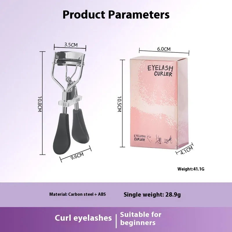 Manual A4 eyelash curler with comb in carbon steel and ABS plastic, shown in a selection of colours.