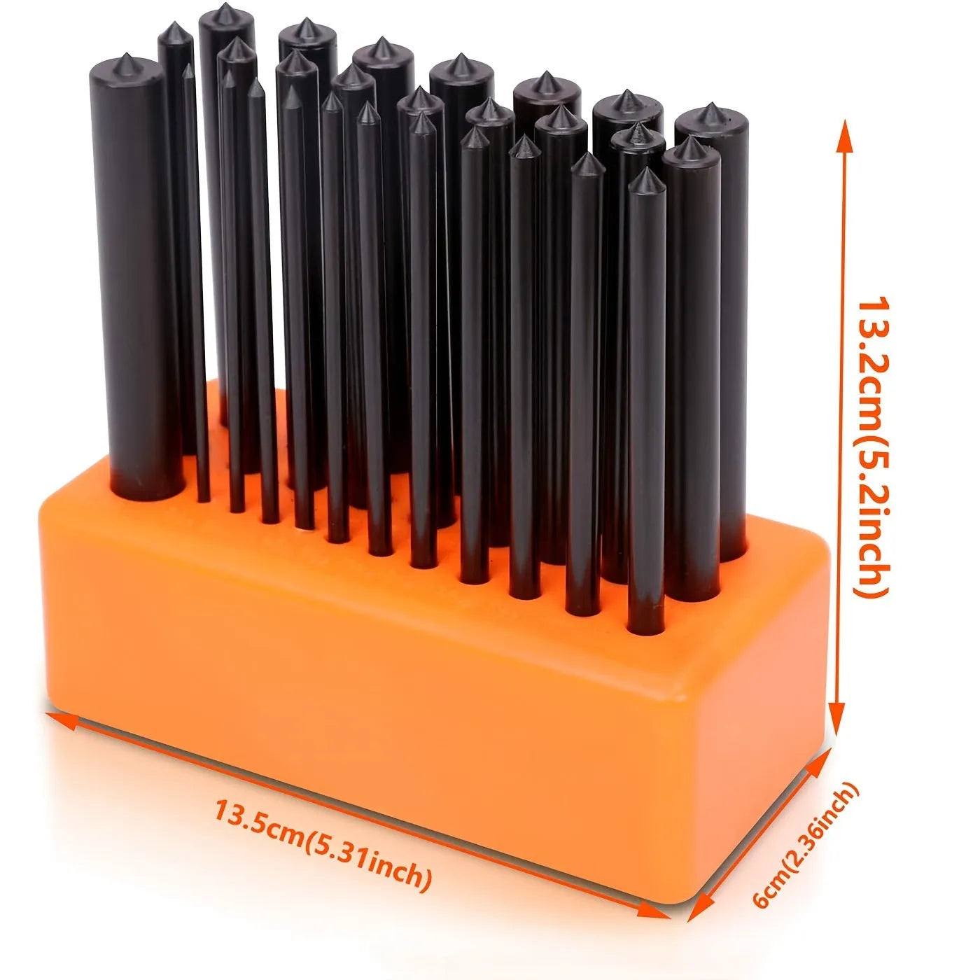 Orange punch needle tufting tool with metal mould head for textile crafts