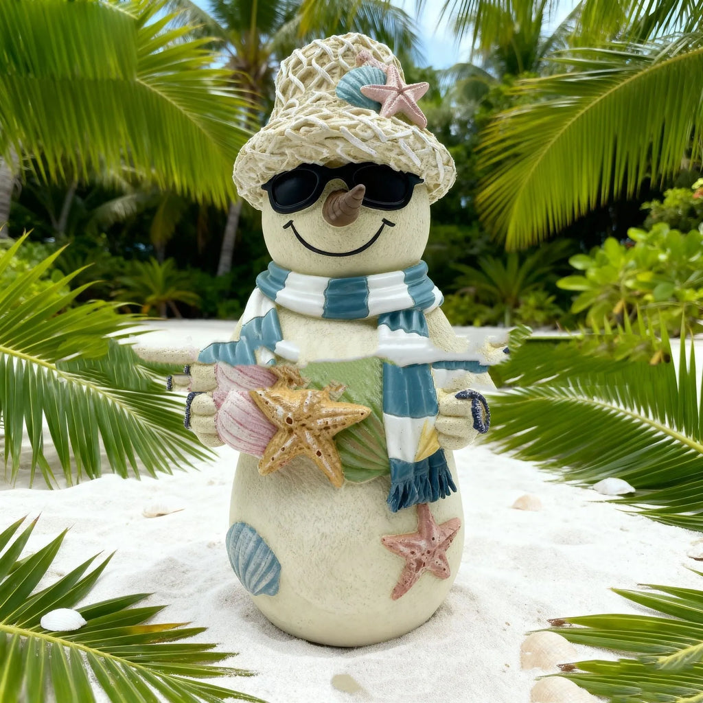 Resin beach snowman decoration in Hailang Beach style, 18x6x7cm, on a tabletop
