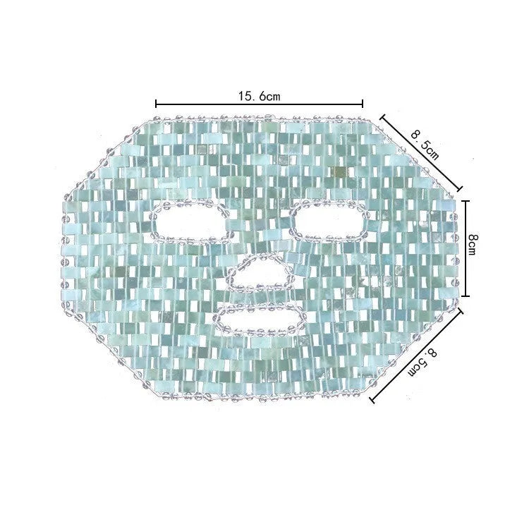 Natural jade face mask with conforming shape and pendant form, light green or light yellow, 16x9x9cm or 25x12cm