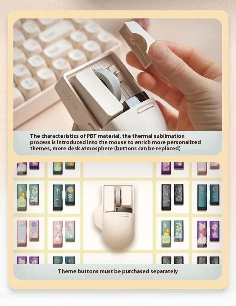 Tofu colour wireless computer mouse with ergonomic shape and multiple connection options