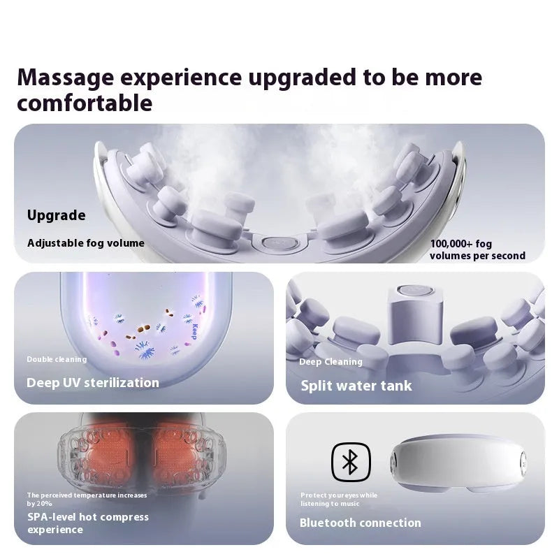 Bluetooth eye steam moisturising hot compress massage instrument in green, ink grey, or purplish grey