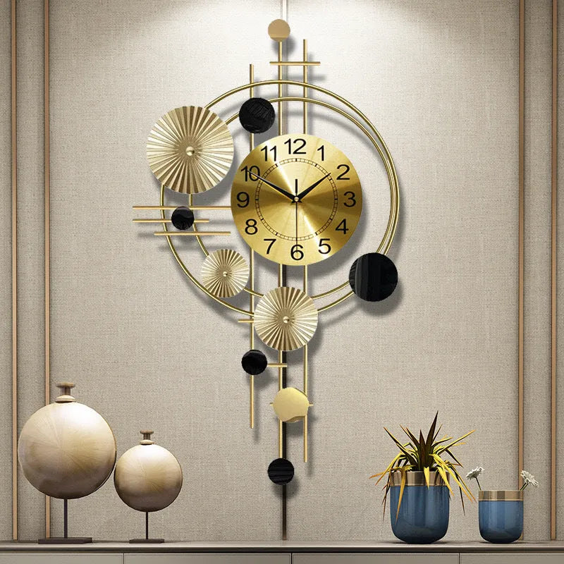 Gold iron wall clock, small A2616 size, mute specification, for home hanging decoration
