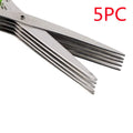 Green stainless steel multi-layer kitchen scissors for cutting onions, herbs and nori