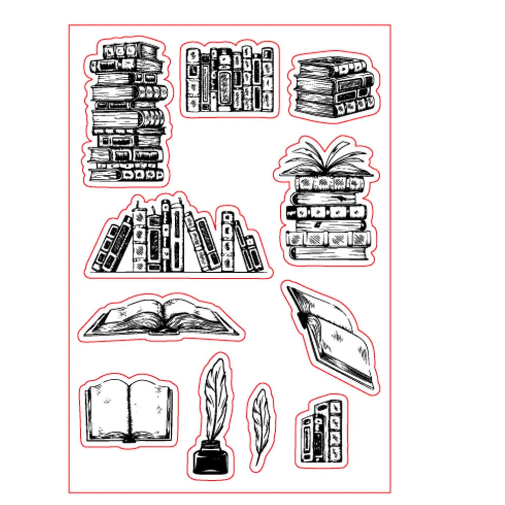 Transparent silicone stamp with white seal pattern measuring 11 by 16 cm for craft projects