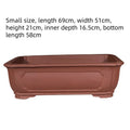 Handmade rectangular purple clay flowerpot for large plants or bonsai, shown in three available sizes.