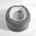 Oval grey cloth dog bed, size M, warm kennel pet nest for large dogs
