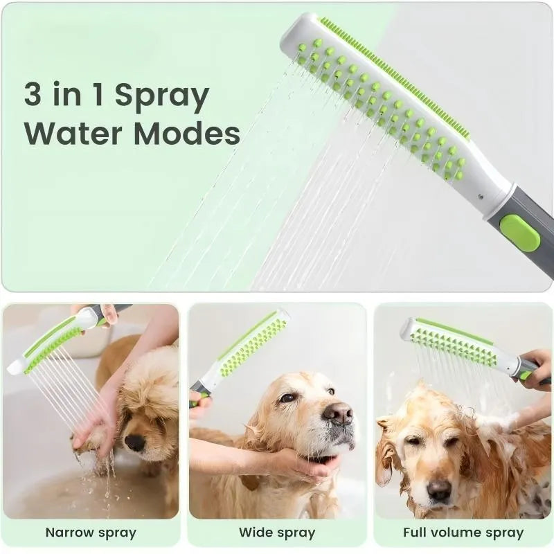 Pet bathing brush showerhead for dogs in blue and gray colour made from ABS material