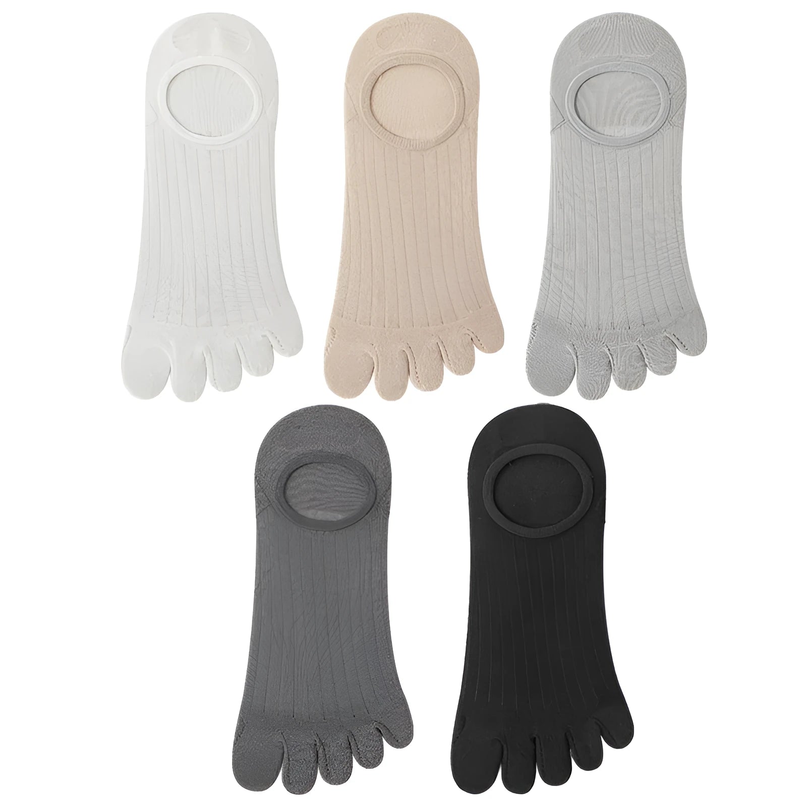 Men's five-finger cotton boneless invisible socks in modal fabric showing colour options