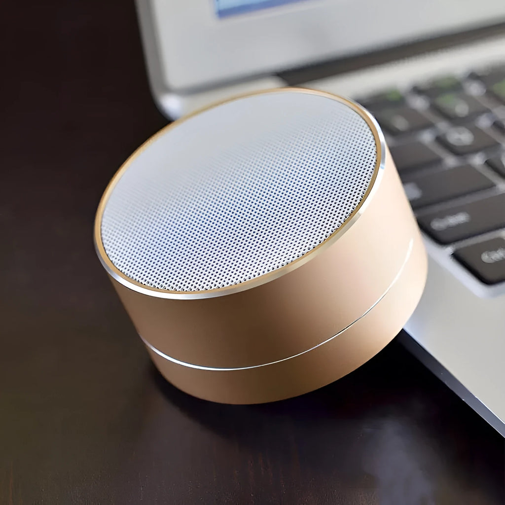 Mini Bluetooth speaker in Black, 71mm diameter portable wireless device with Bluetooth V4.0 and 40mm driver