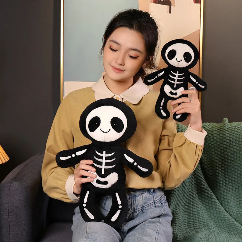 Halloween skull pillow plush toy in Skull Bob colour, 40cm height, soft decorative cushion for kids