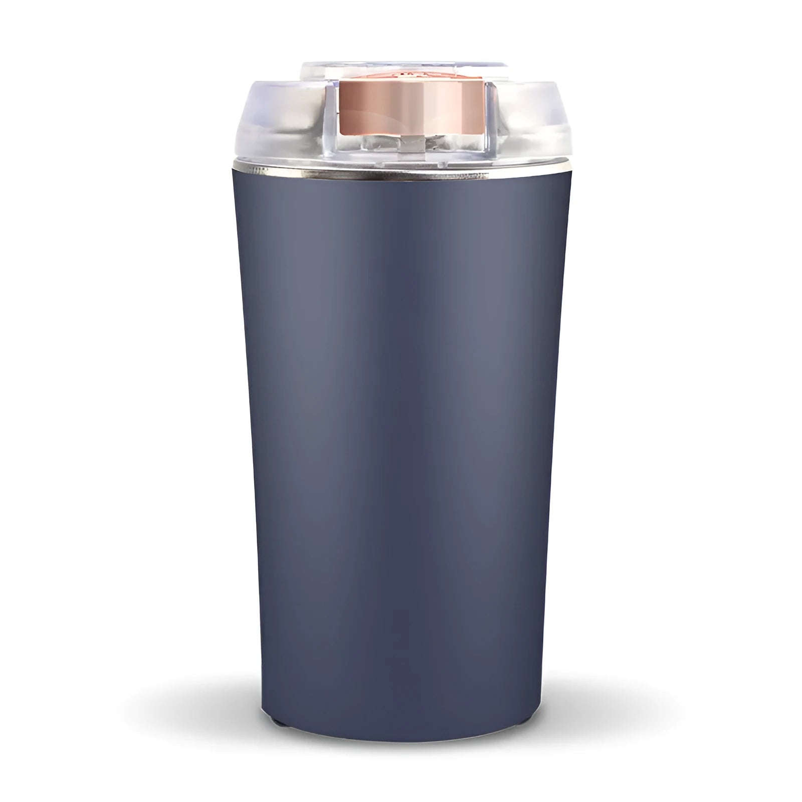 Blue mini flour mill and grinder machine with adjustable settings for making spice and grain powders.