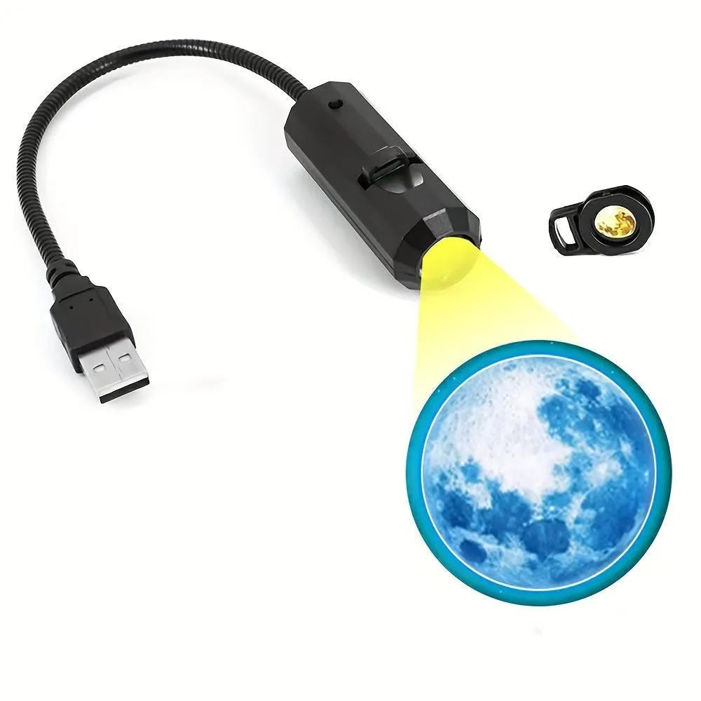 Creative Atmosphere USB Moon Projection Lamp with PC lampshade and aluminium body, nine light colours, modern simplicity style