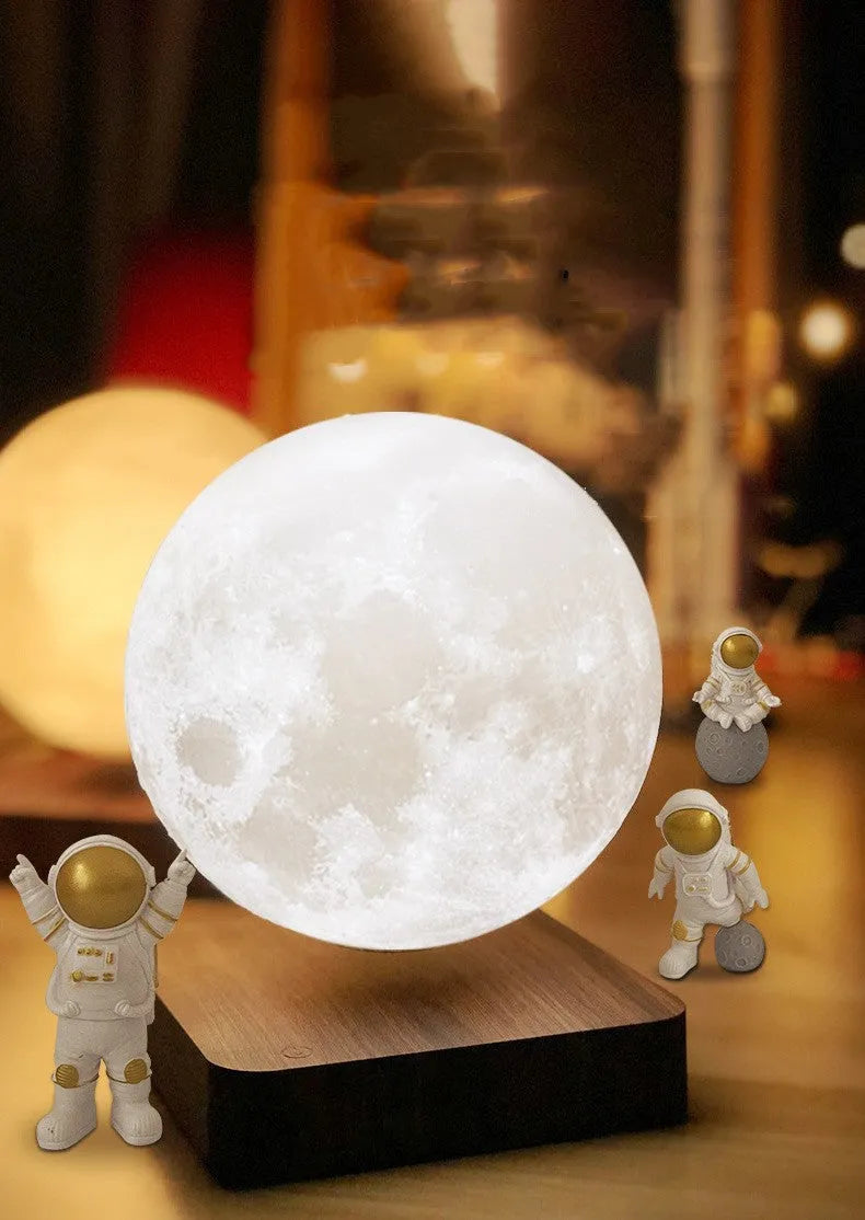 Maglev floating moon planet night light with USB power and astronaut figurines