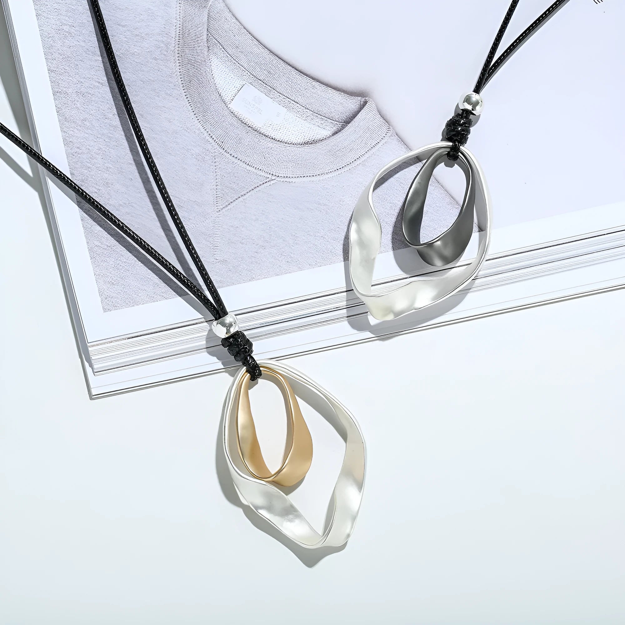 Geometric exaggerated triangle pendant necklace women alloy electroplated silver gold microfiber chain bohemian style