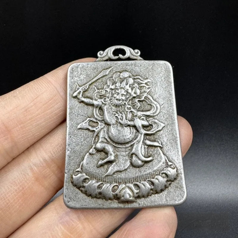 Antique Chinese style geometric iron pendant hanging ornament.