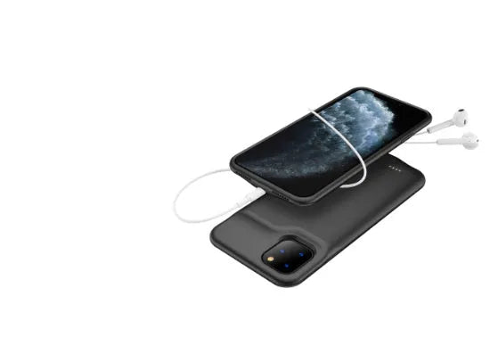 Shockproof silicone iPhone battery charger case in black, blue, pink or white colours