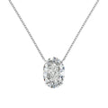 Sterling silver necklace with geometric oval ice flower pendant in platinum or gold finish