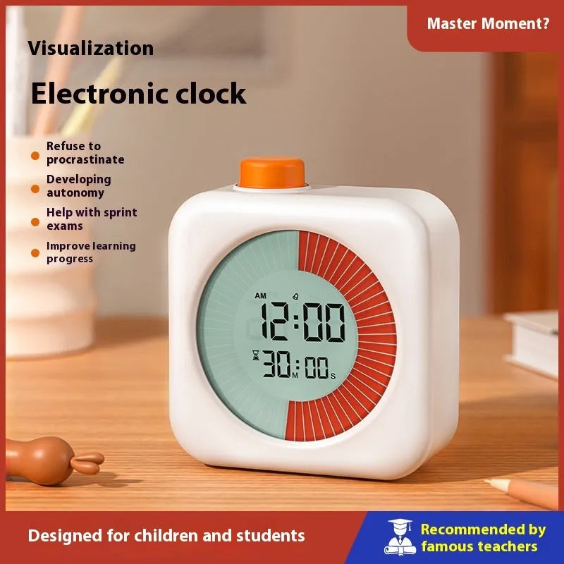 60-minute visual timer for students, plastic shell, available in white or pink