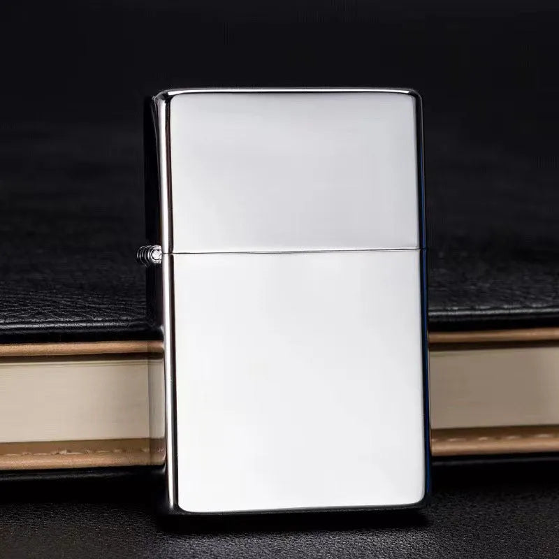 Bright chrome plate windproof metal kerosene lighter with modern simple design