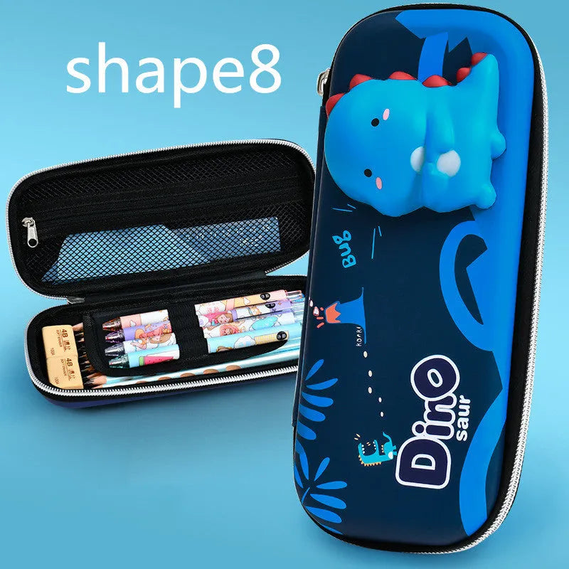 3D decompression pencil case in square Korean style with cartoon pattern