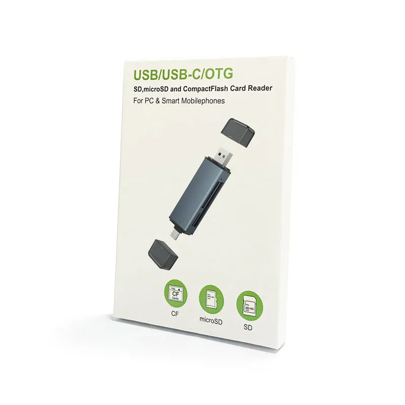 Aluminium alloy CF SD TF three-in-one memory card reader with USB 2.0 interface