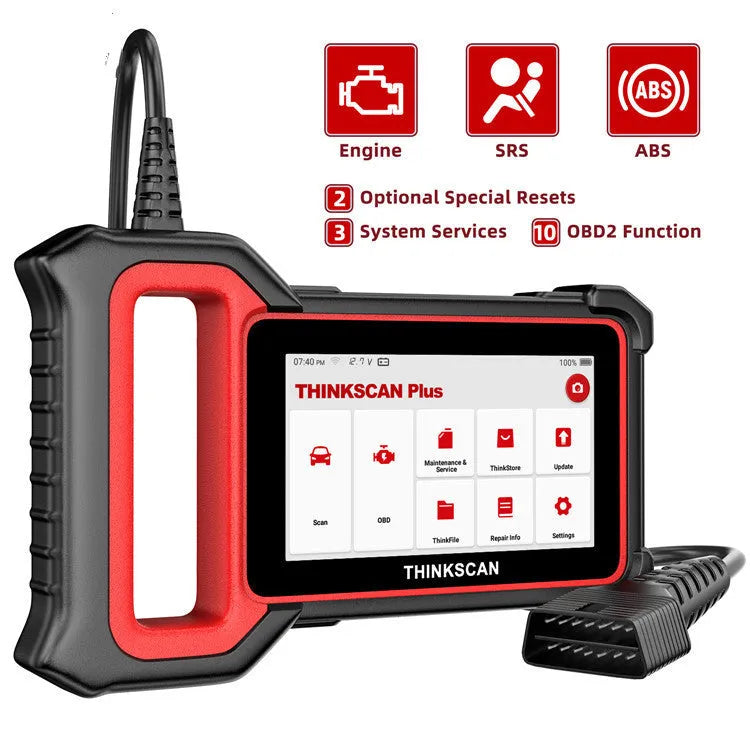 Thinkcar Thinkscan Plus S2 car diagnostic scanner with host unit and dongle for ECM, ABS, and SRS system detection
