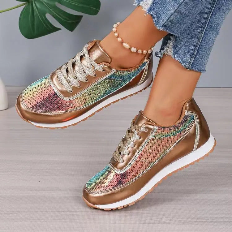 Women's thick-soled PU leather casual sneakers in square toe design available in multiple colours