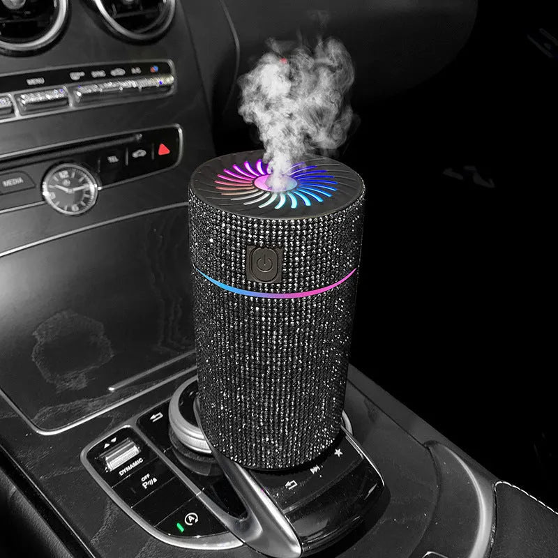 Car USB-powered humidifier with diamond-shaped water tank in seven colour options