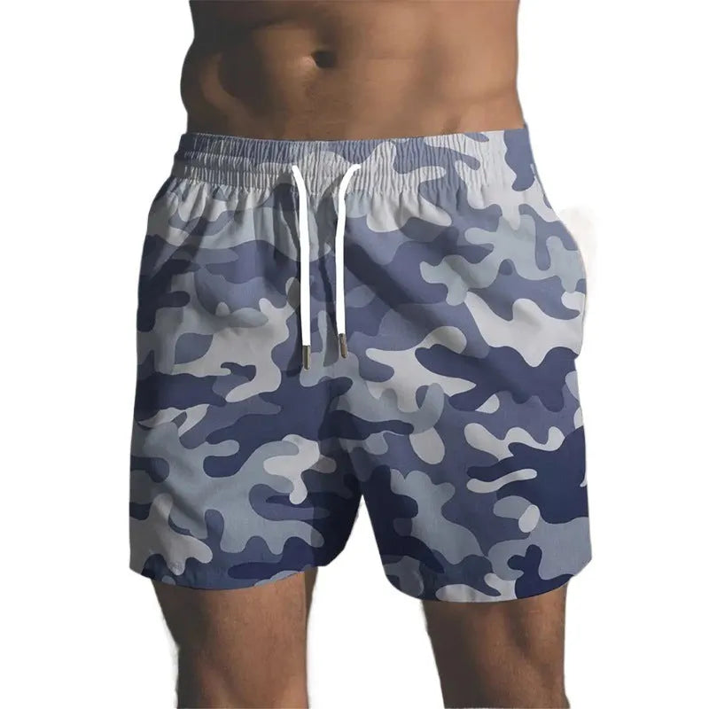 Men's printed beach shorts with streetwear design in polyester micro-elastic fabric