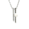 Silver pendant necklace for women with vertical pattern beads in white gold colour
