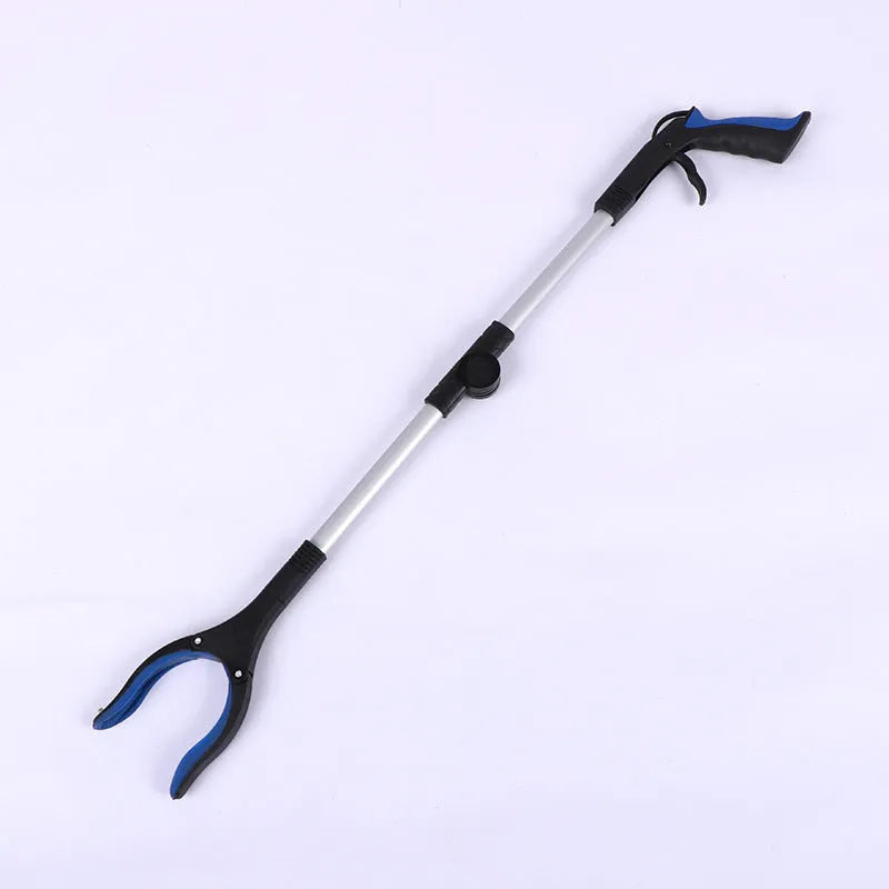 Foldable aluminium rubbish grabber with magnet, extended to 80cm length with blue handle option