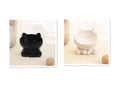 Ceramic cat bowl with neck guard and oblique mouth design, colour Black and White