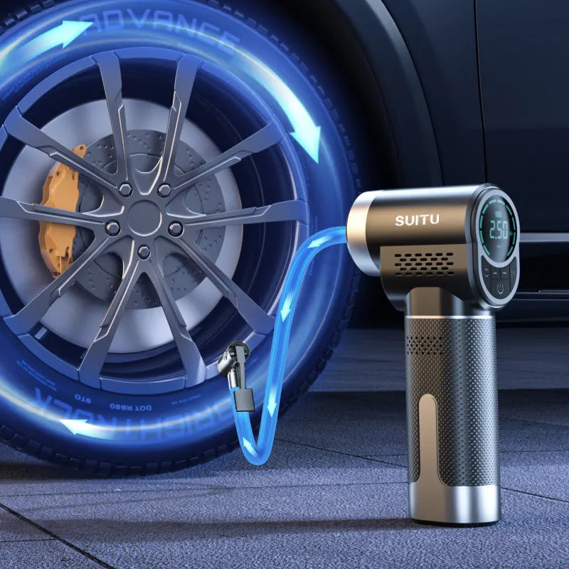 ST5518 wireless car tyre inflation pump with multiple nozzles and LED light