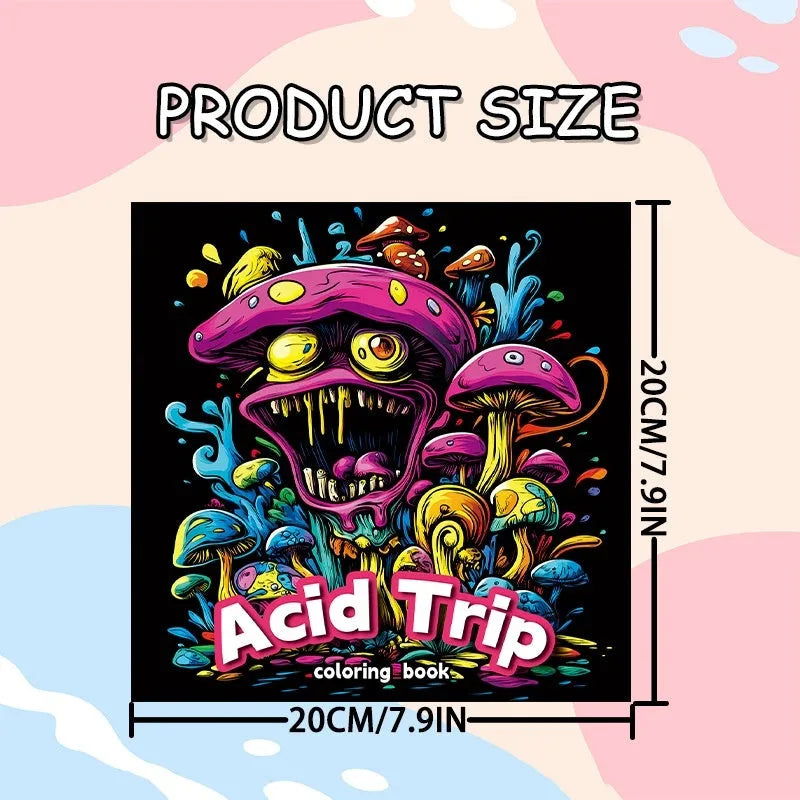 Acid tour colour painting book measuring 200mm in length with paper pages