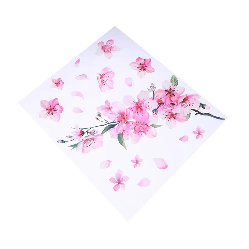 Cherry blossom flower pattern car sticker on vehicle window showing waterproof PVC material