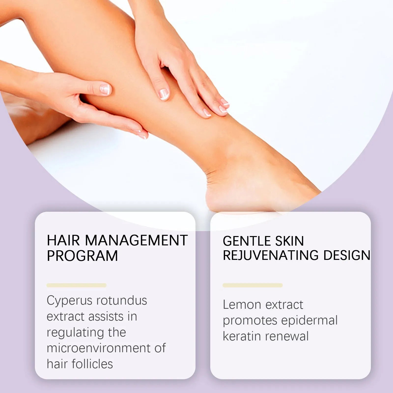 60ml bottle of hair removal treatment oil with aconite, mint and lemon extracts