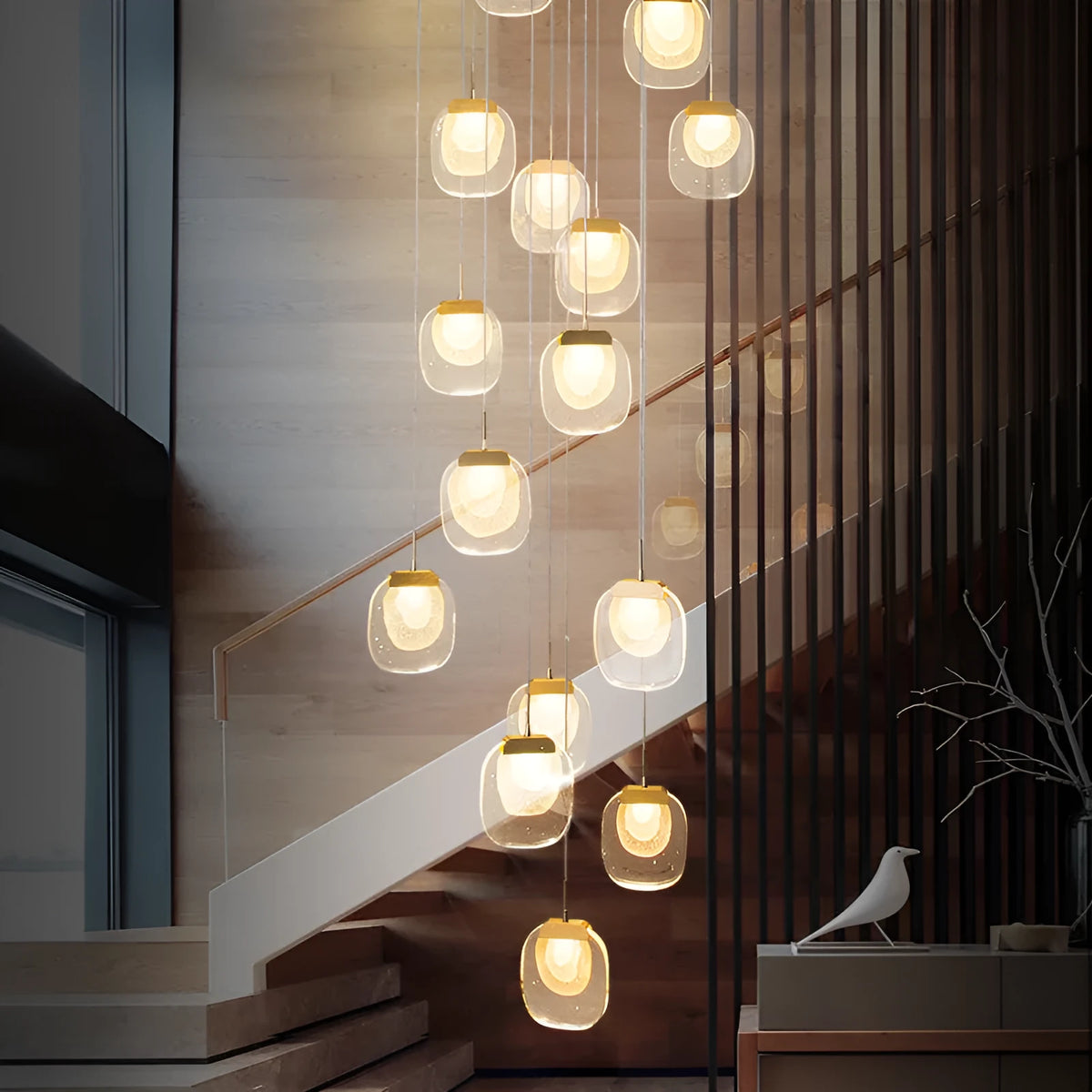 Postmodern crystal chandelier gold 6 heads stainless steel chassis adjustable cable 600mm diameter