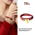 S925 sterling silver bracelet with 6mm beads, white shell, cinnabar, and a purple gold sandstone blessing card charm.