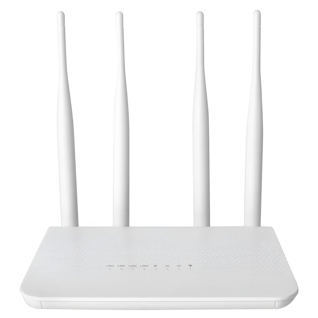 White CPE210 4G LTE wireless router with 300Mbps speed and EU power supply