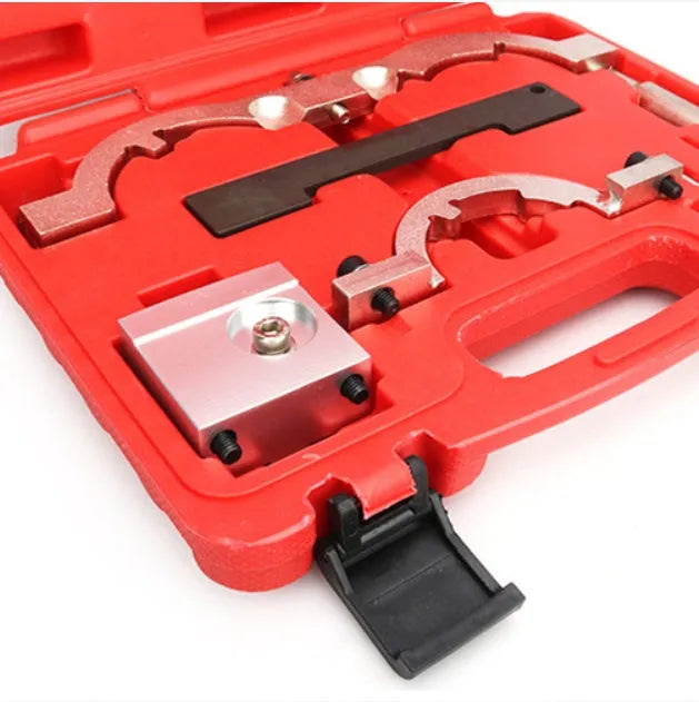 Red chrome-vanadium steel timing tool set for Opel 1.4T LUJ engine repair.