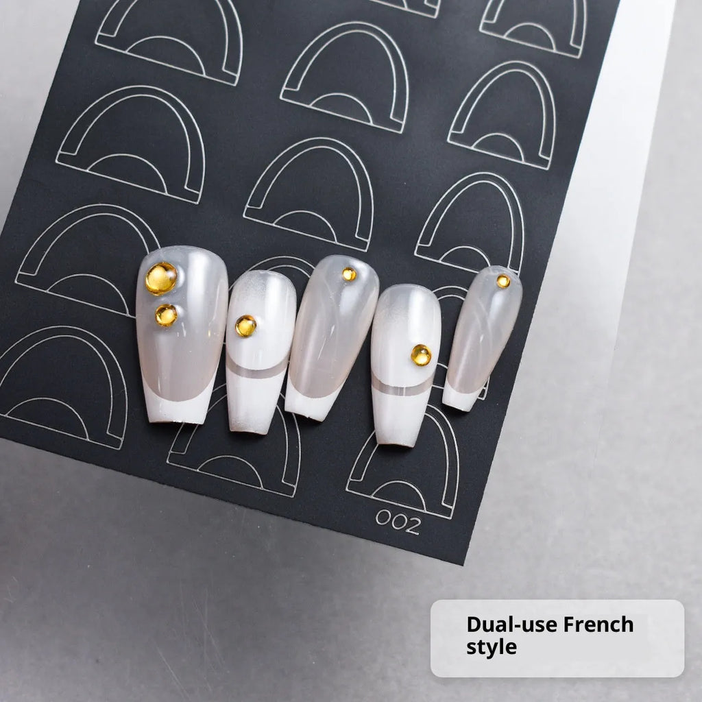 Ultra-thin seamless nail art sticker template with plaid French pattern for gradient and spray use