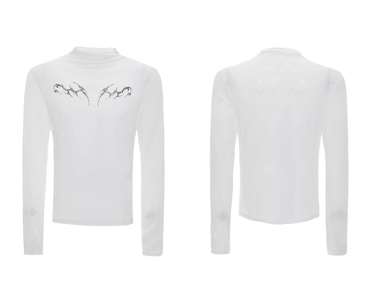 Slim fit long sleeve mesh shirt in black or white with ice-feel polyester and spandex fabric