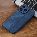 Imitation leather phone case with embossed pattern for Apple iPhone 14 to 17 series in blue