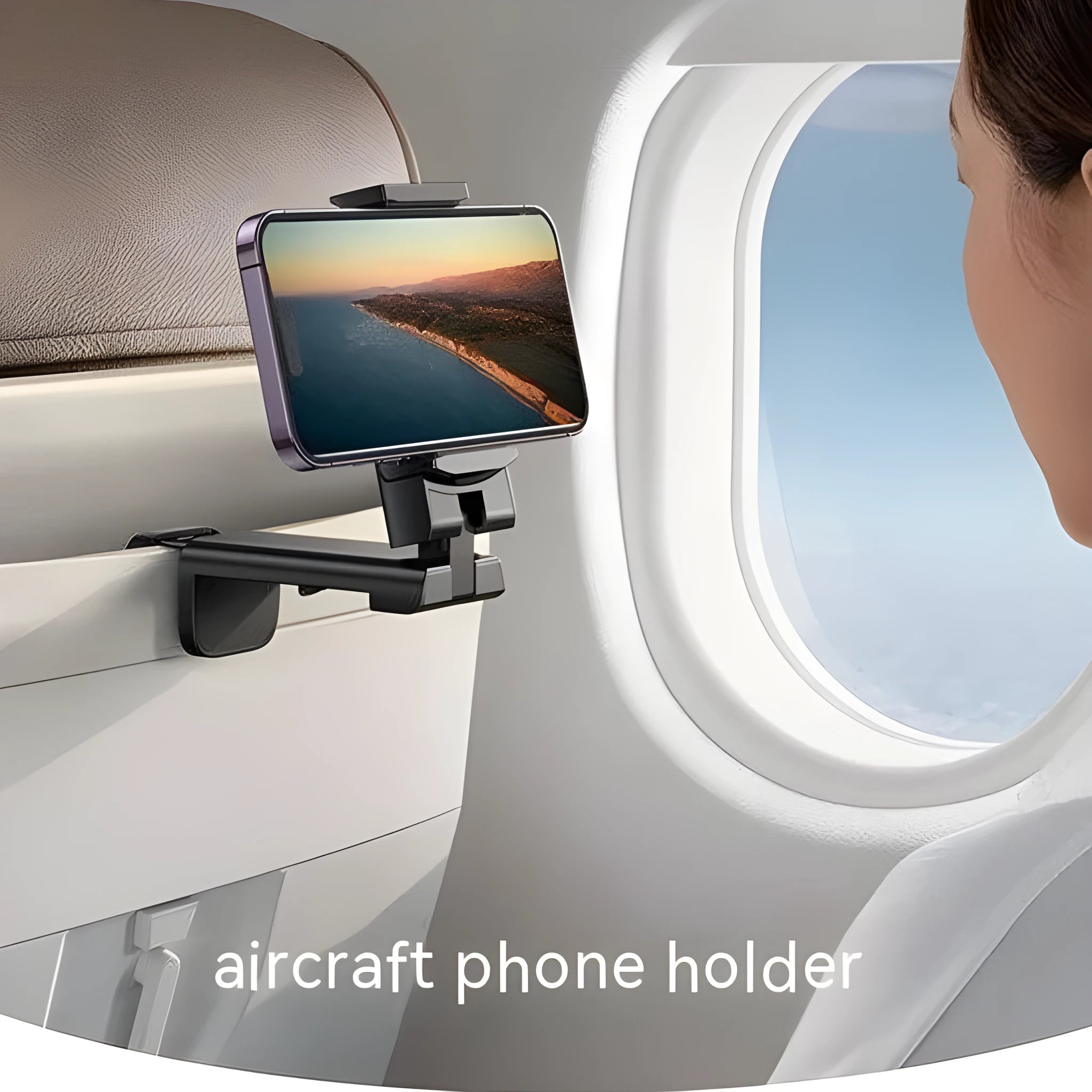 Foldable rotating phone holder in black grey and green colours showing adjustable viewing angles