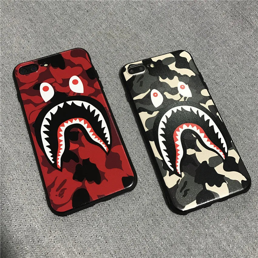 Frosted silicone phone case with all-edge coverage in shark mouth red colour for iPhone