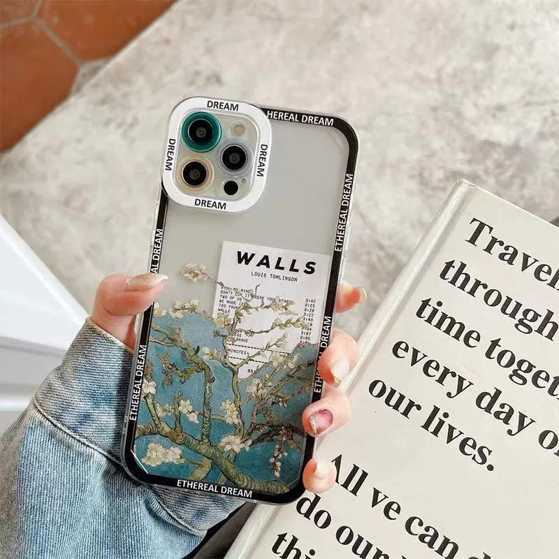 Creative oil painting silicone phone case for iPhone with Magnolia floral design in soft protective cover