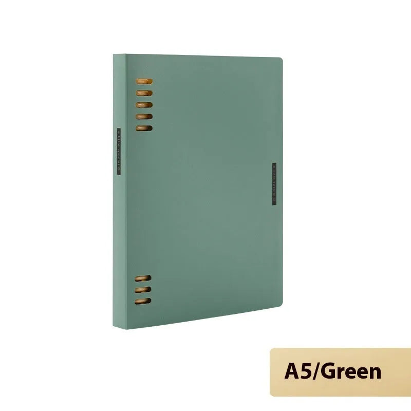 Loose spiral notebook with PP cover in pastel colour, showing removable A5 or B5 refill pages.