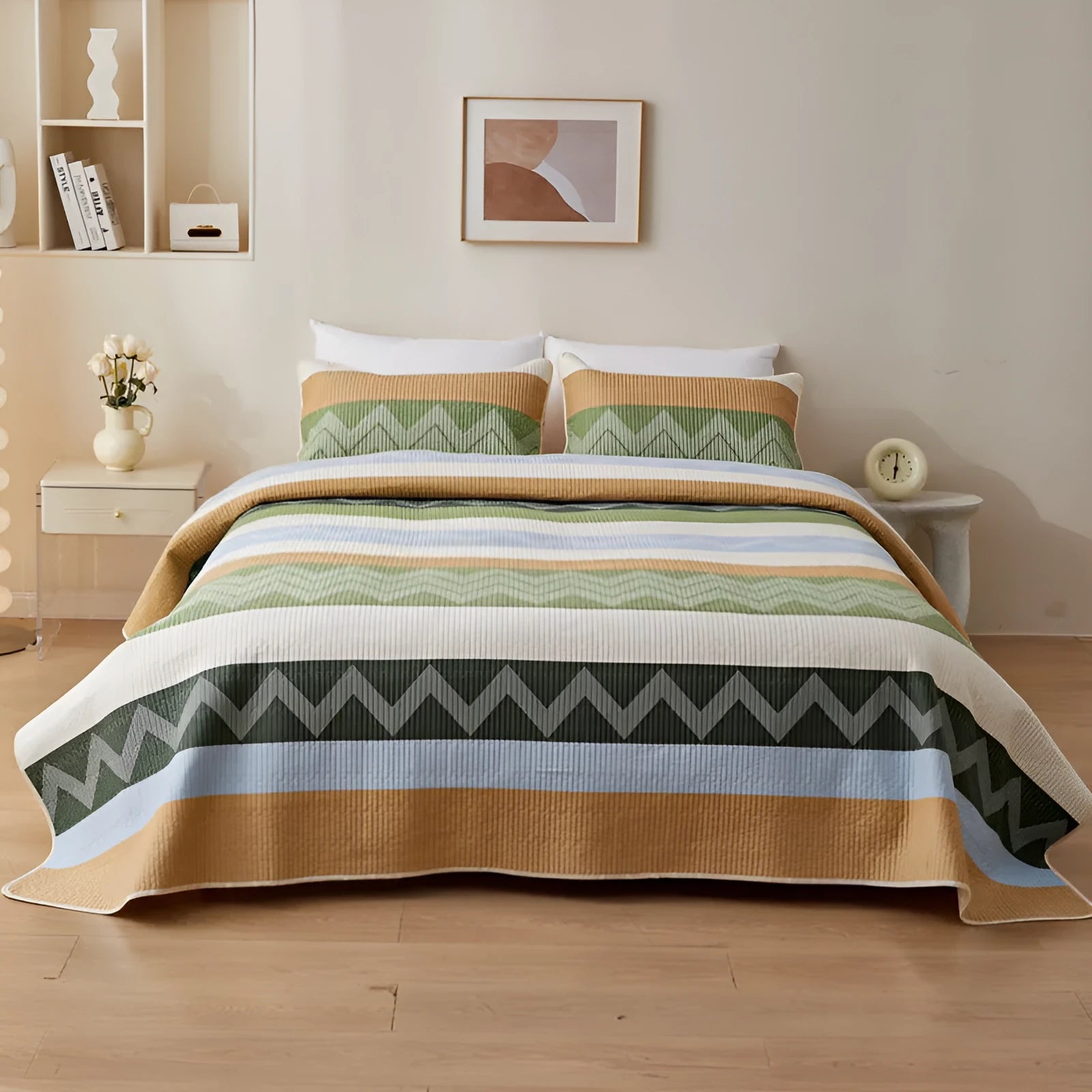Cotton printed bed sheet set with modern pattern on pure cotton fabric for summer bedding