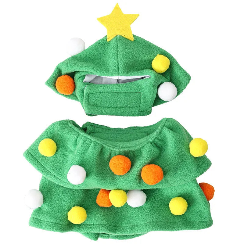 Green Christmas tree pet costume for dogs and cats, average size polyester unisex pet clothing